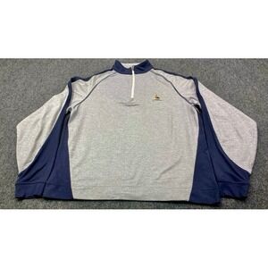 FootJoy Quarter Zip Pullover Mens Small Gray Navy Blue Excellent Golf Pelican